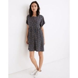 Madewell Short Sleeve Button Front Mini Dress in "Spring Fling" Size L